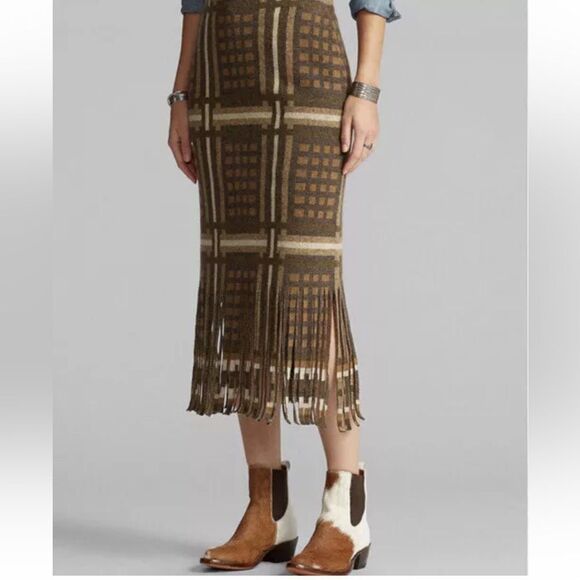 Ralph Lauren Purple Label Dresses & Skirts - Ralph Lauren RRL Double RL Southwestern Ranch Rodeo Fringed Cashmere Knit Skirt